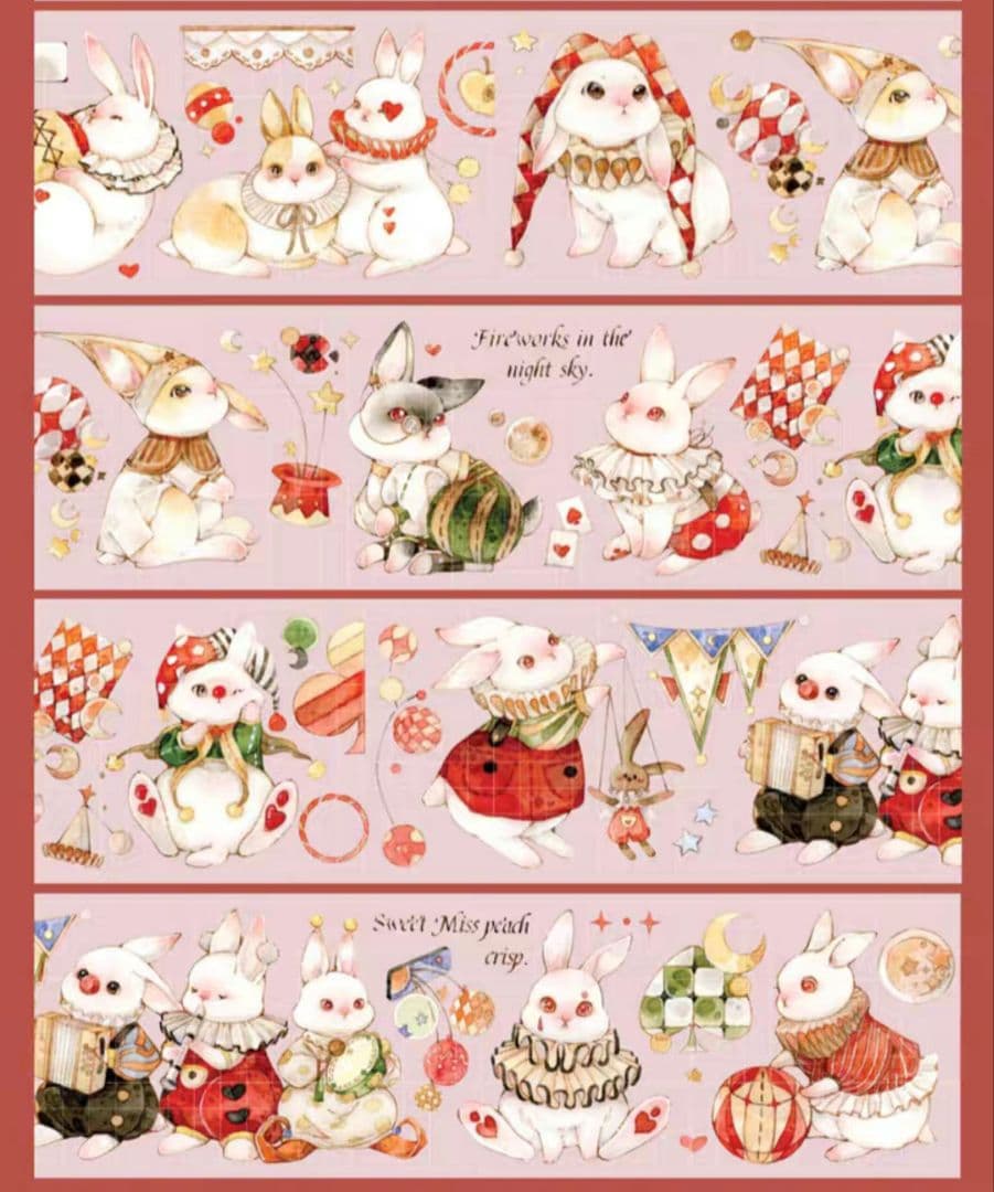 巻売 546★ 海外 マスキングテープ マステ PET 装飾 動物 兎 金ホロ