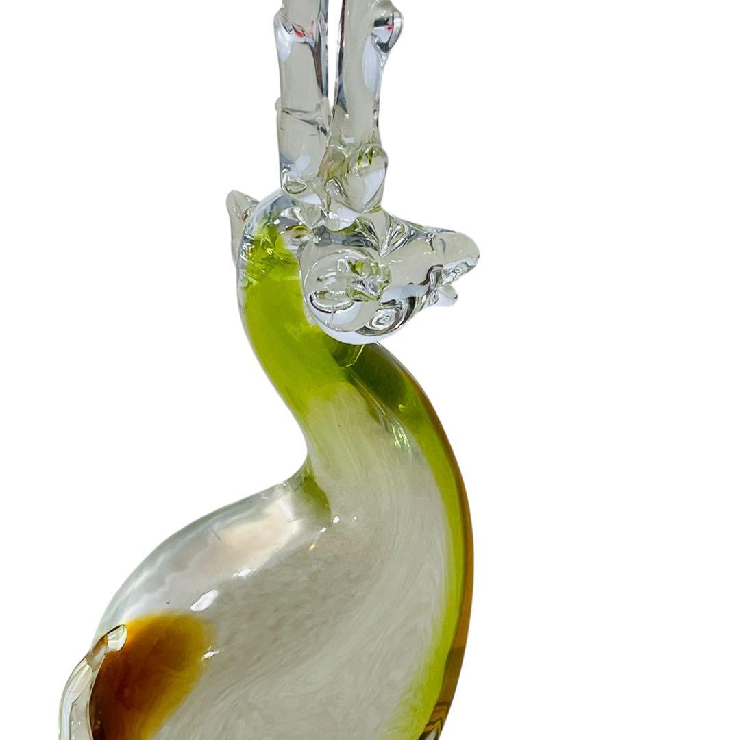 マルティグラス 鹿 ガラスオブジェ ペア 置物 大小セット レトロ