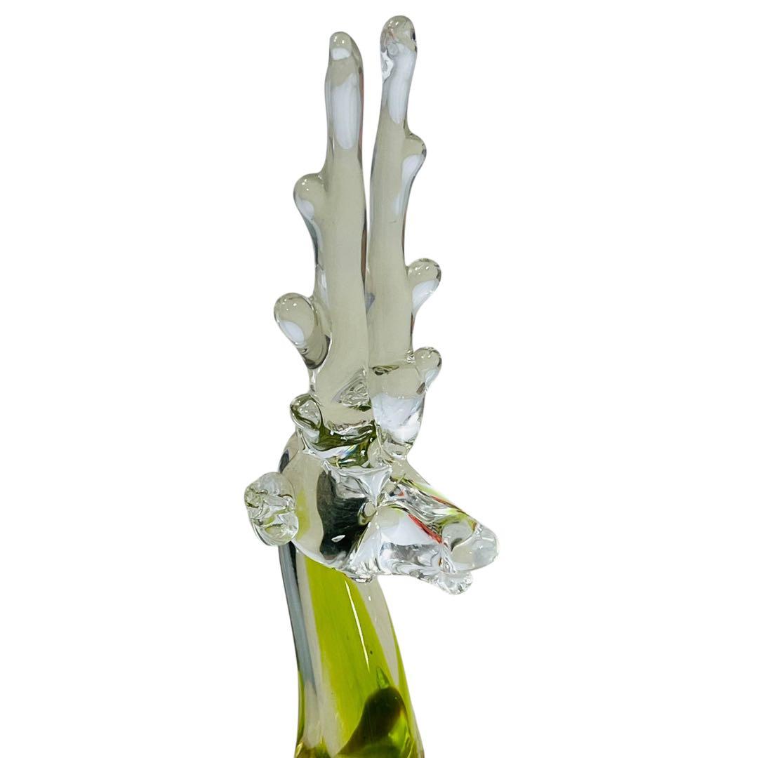 マルティグラス 鹿 ガラスオブジェ ペア 置物 大小セット レトロ