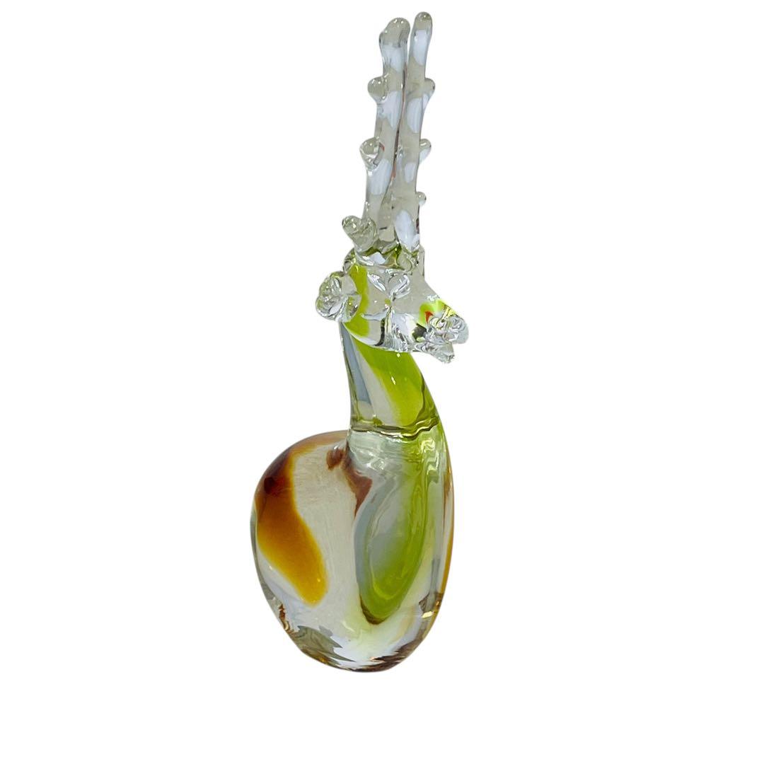 マルティグラス 鹿 ガラスオブジェ ペア 置物 大小セット レトロ