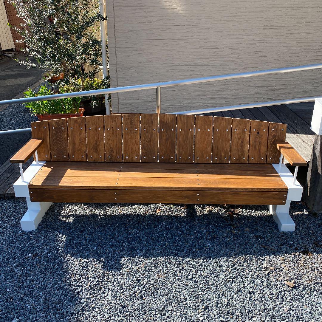 ハンドメイド　ガレージ　ベンチ　鉄骨ベース　檜　桧　ヒノキ　特注可能　高耐久