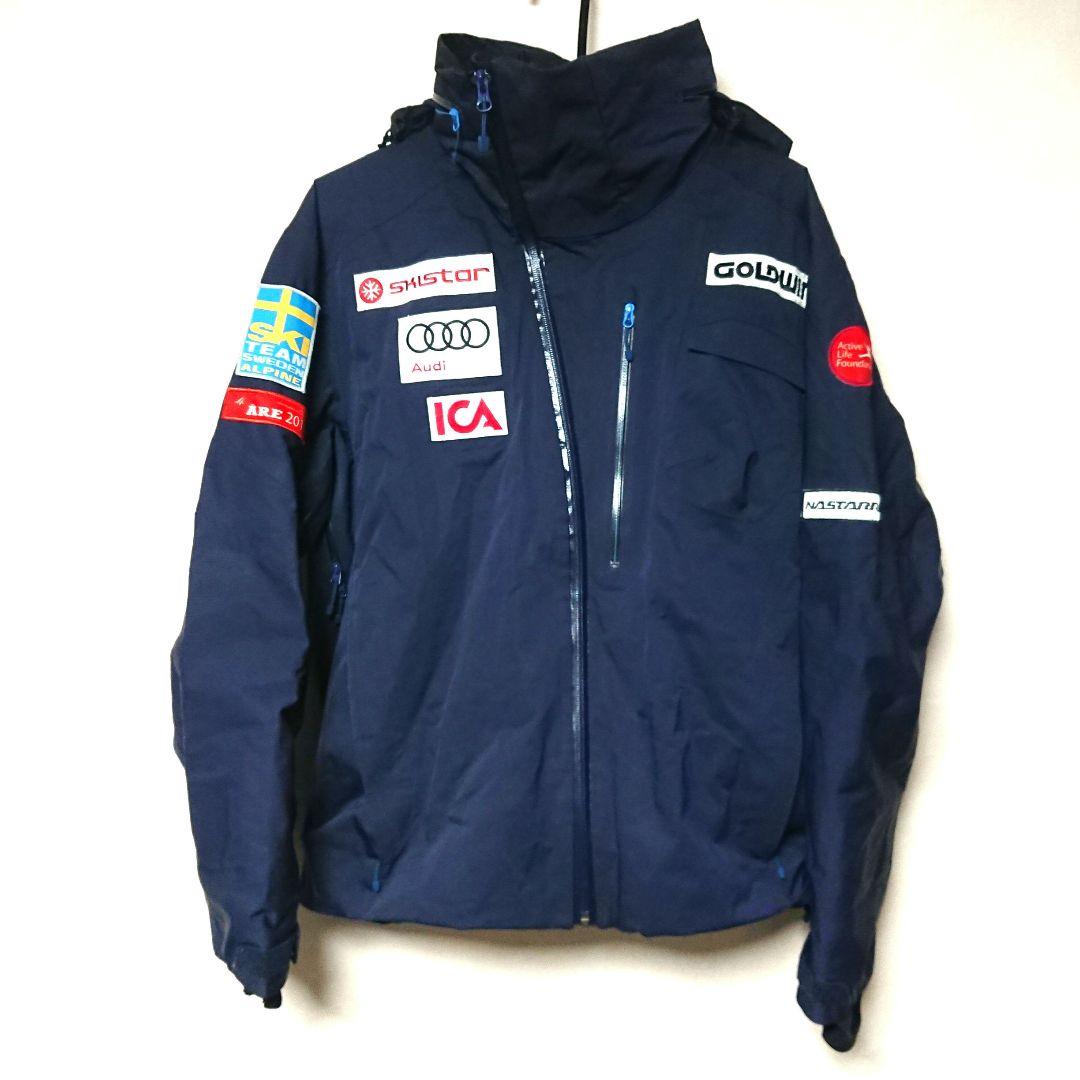 送料無料【GOLDWIN】スウェーデンチーム 斜めジップネイビージャケット M