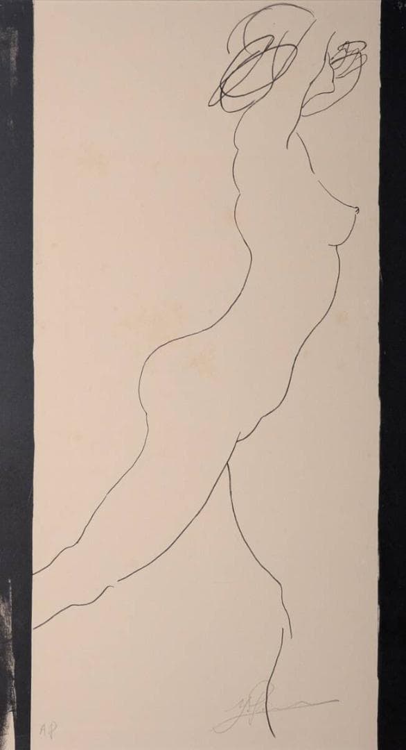 【真作】版画　リトグラフ　流麗な裸婦デッサン　モダンアート　箱・黄袋入　Z19