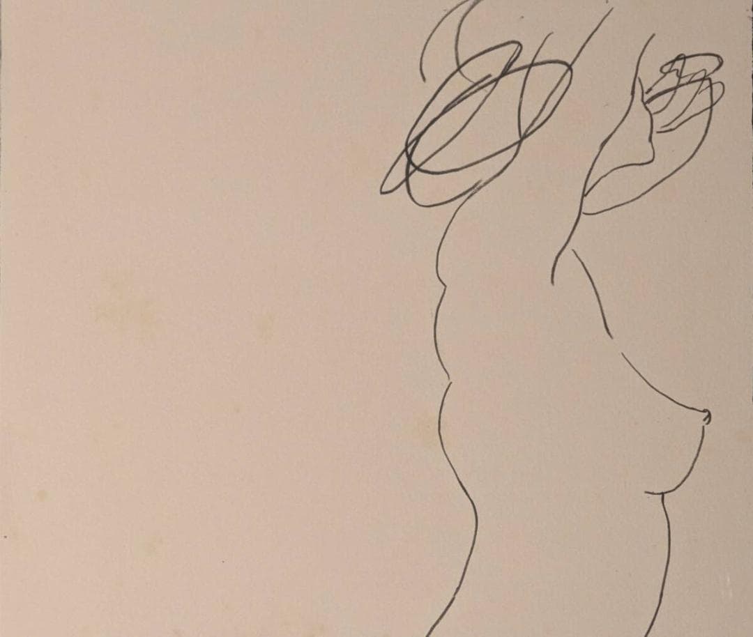 【真作】版画　リトグラフ　流麗な裸婦デッサン　モダンアート　箱・黄袋入　Z19