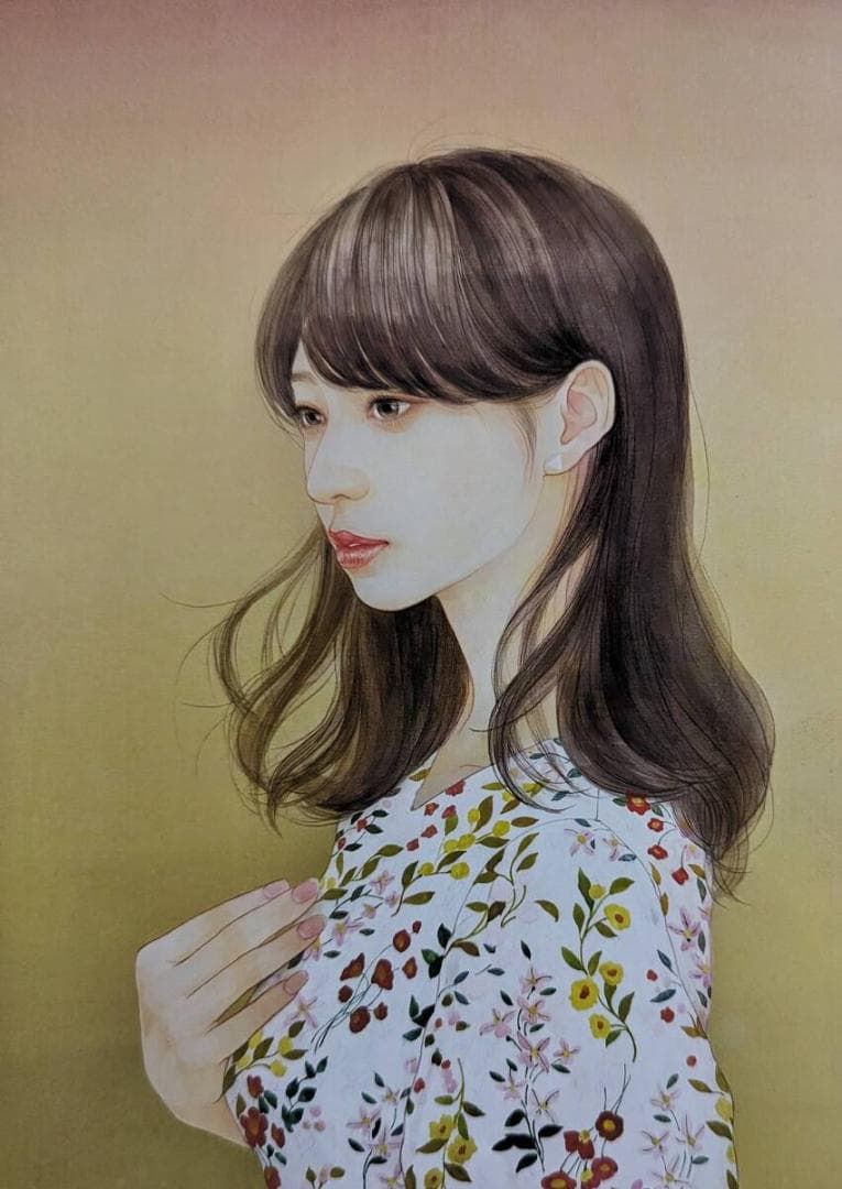 松原亜実、「ものおもい」、希少画集・額装画、日本製・新品額縁にて額装致します