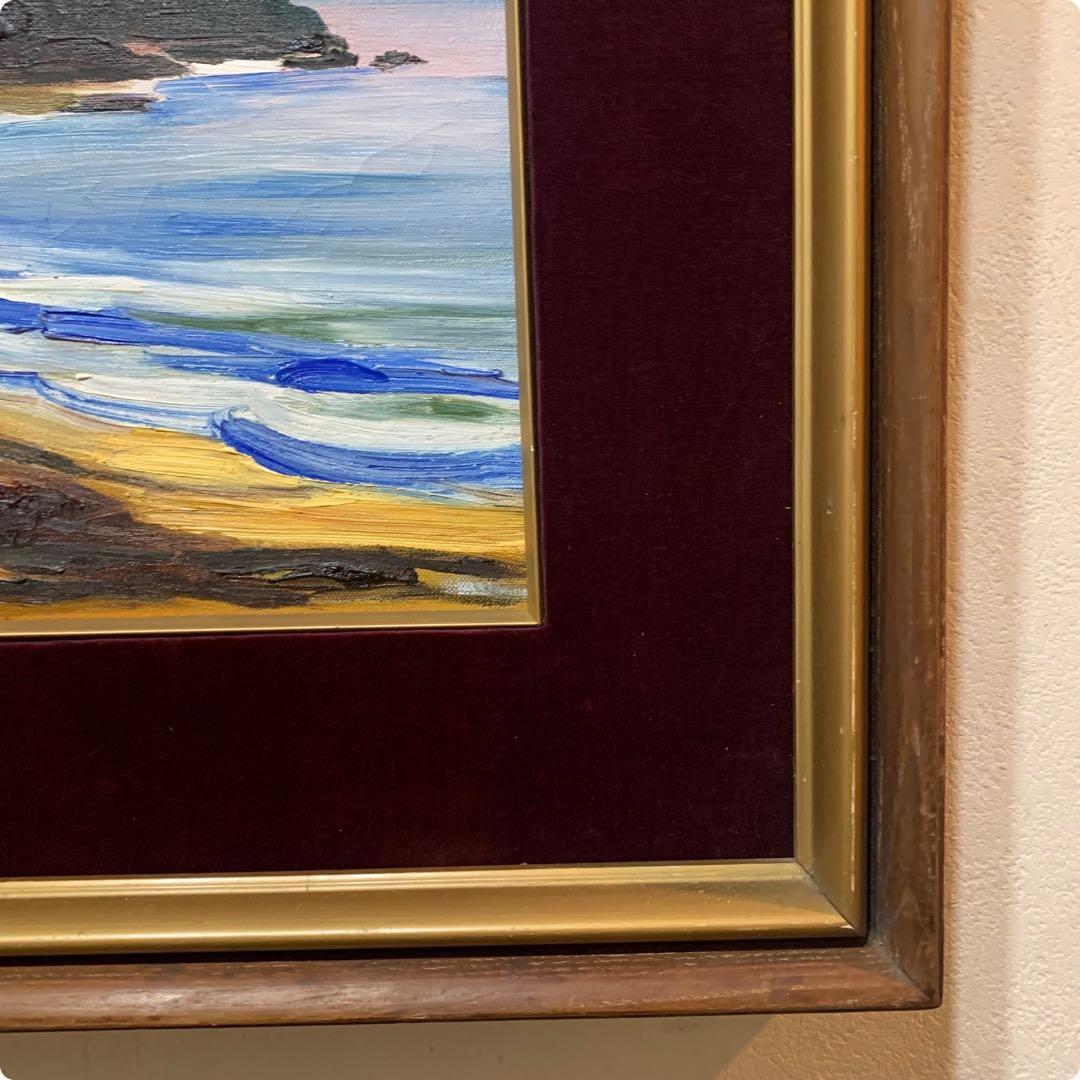 絵画　油彩肉筆画　真作　小阪謙造　一創会創立代表『波切風景』F8 1964年作