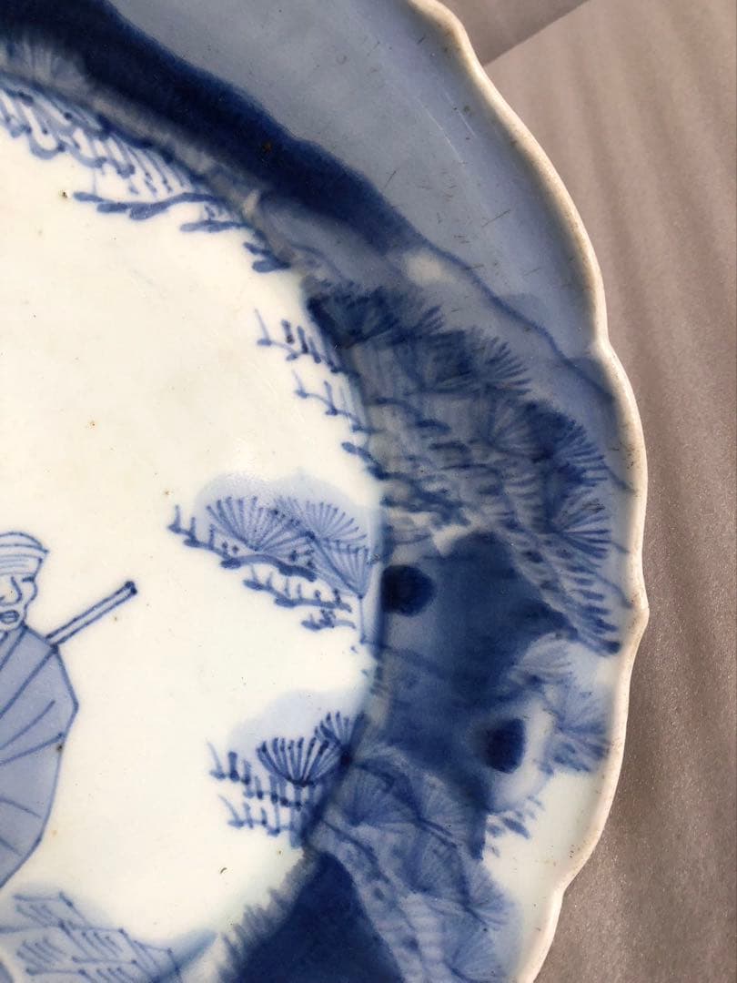 古伊万里　飾り皿　直径29cm　伊万里　染付　時代物26A3