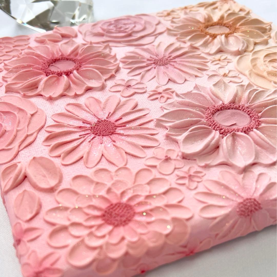 テクスチャーアート　絵画　インテリアアート　花　立体　絵　フラワーアート　花の絵