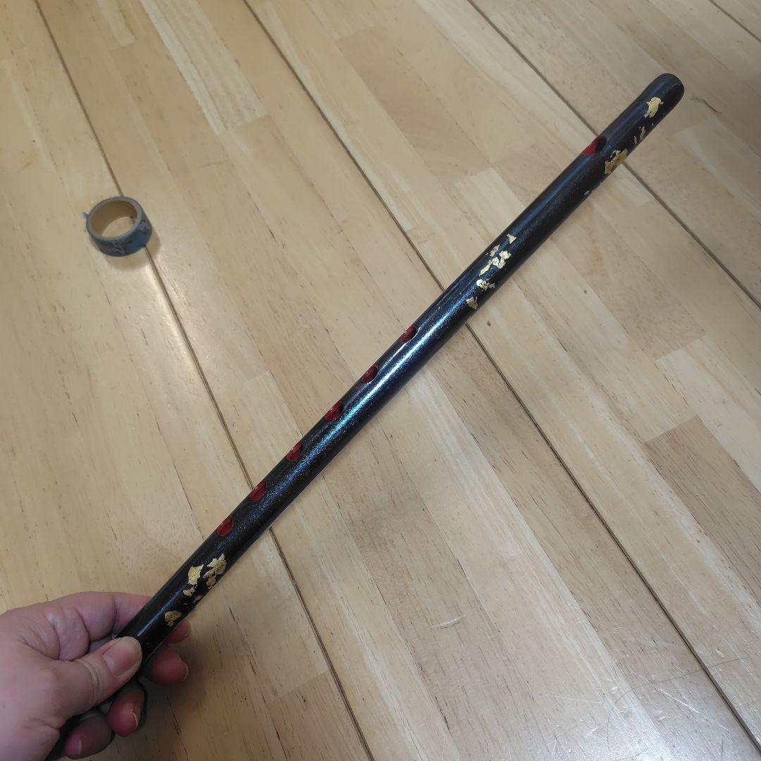 篠笛 六穴六本調子 メタルブルーと金箔 ４８