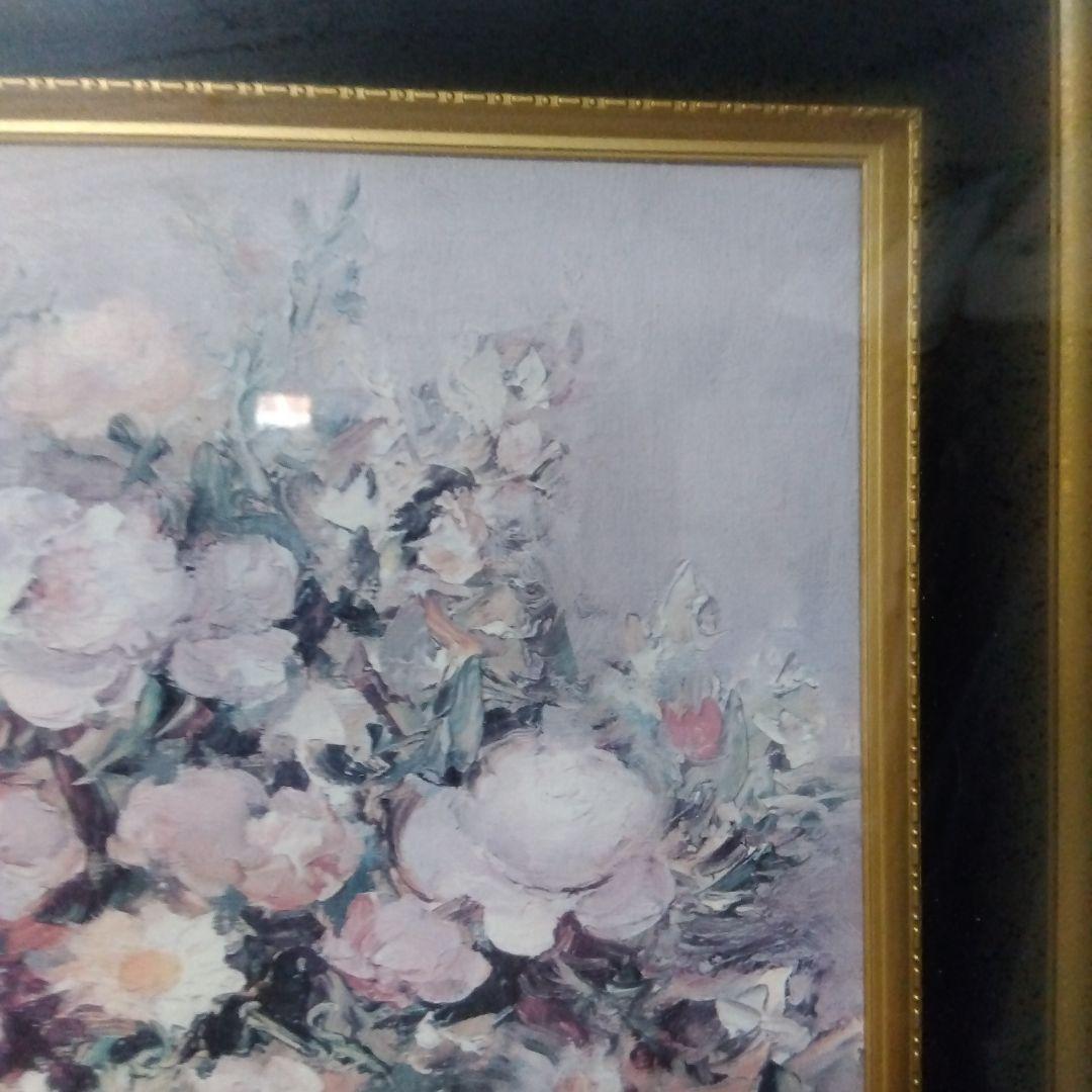 油絵　花　額装