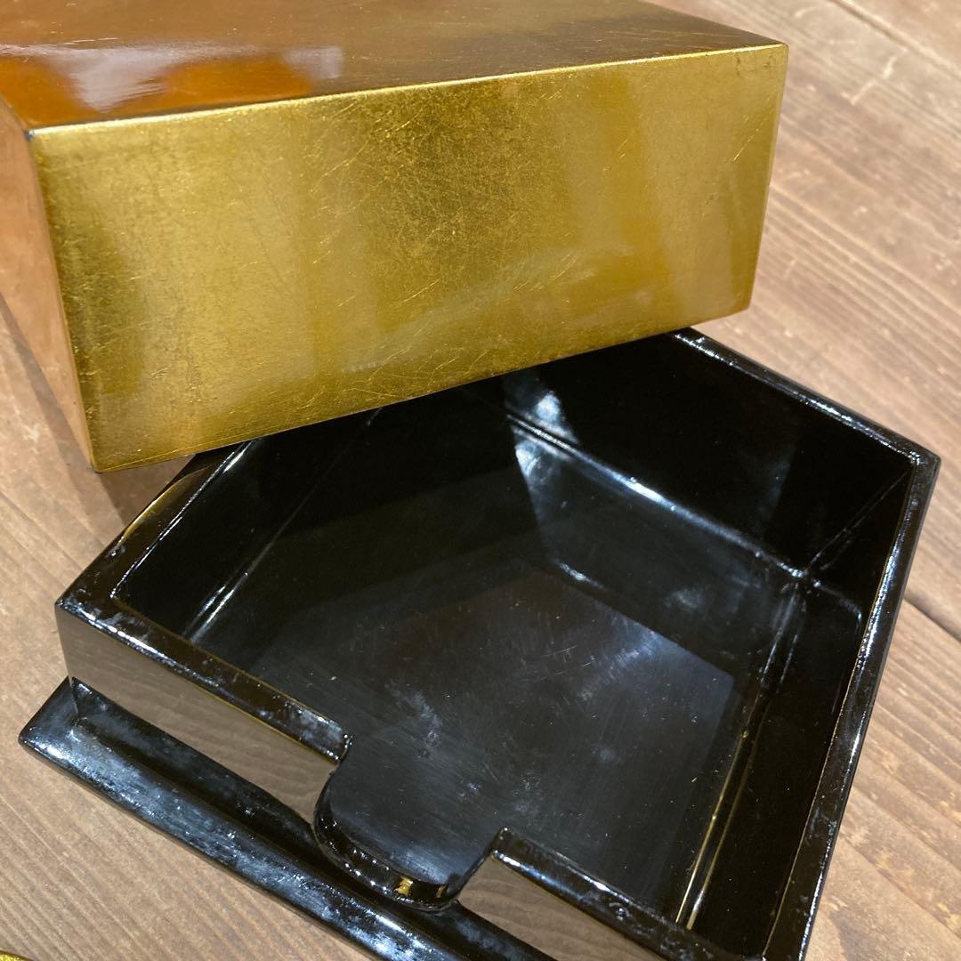 金箔貼りの漆器 もしくはコースター　6枚セット　箱に金箔はがれあり　中古