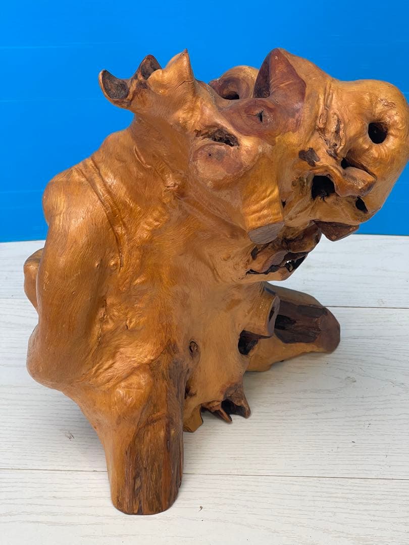 木製彫刻 自然な形状のオブジェ 約30cm
