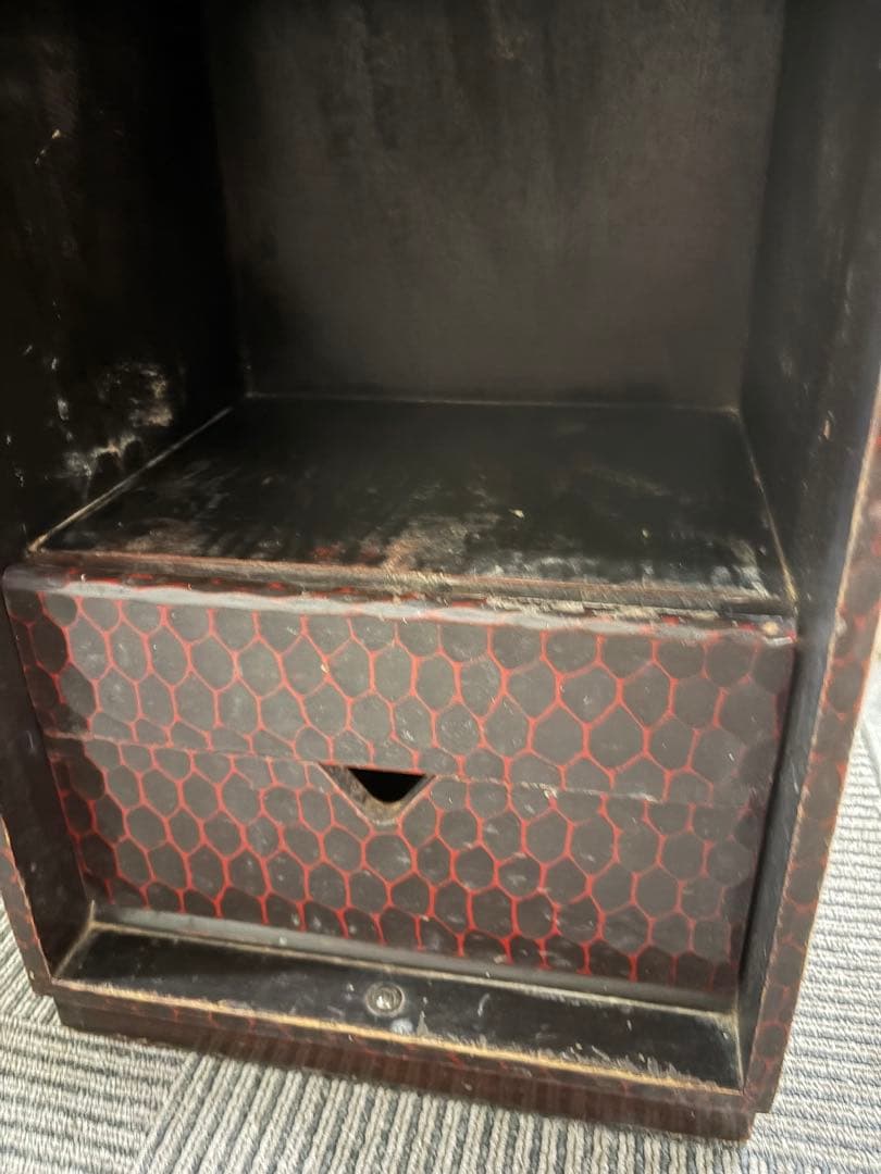 半額　銀座松屋　骨董　鎌倉彫　鏡台仕掛けの飾り棚　小箪笥アンティーク