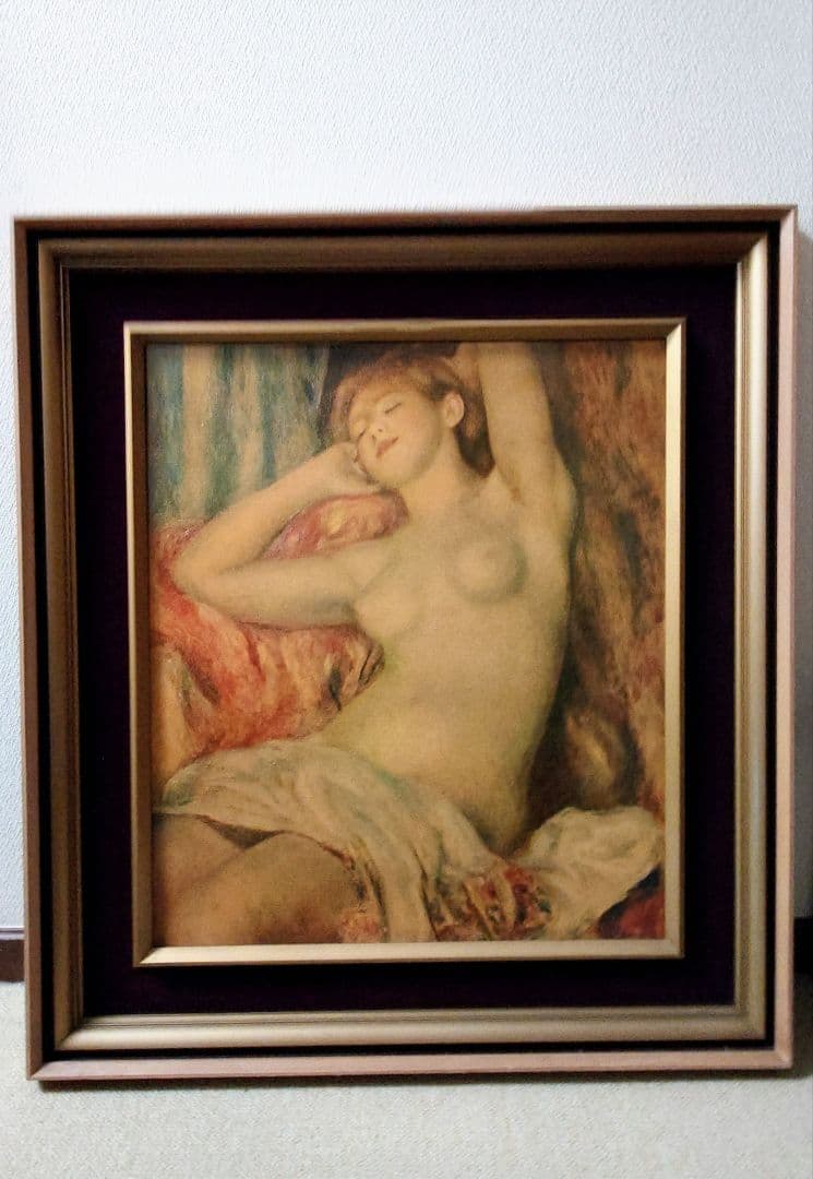 ルノアール 裸婦 複製画 額装 ヴィンテージ インテリア 油絵風 立体加工