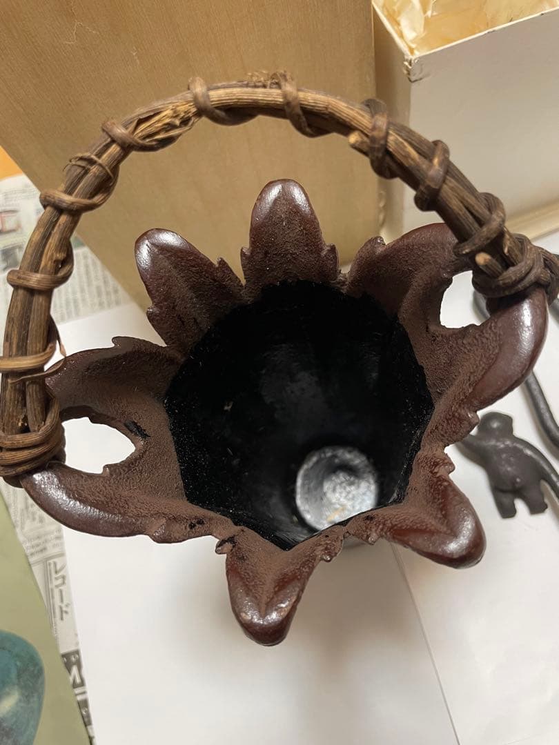 大洞銅器店 未使用 吊るし花器 猿の囲炉裏自在鉤 吊り下げ花瓶 囲炉裏 吊り手猿