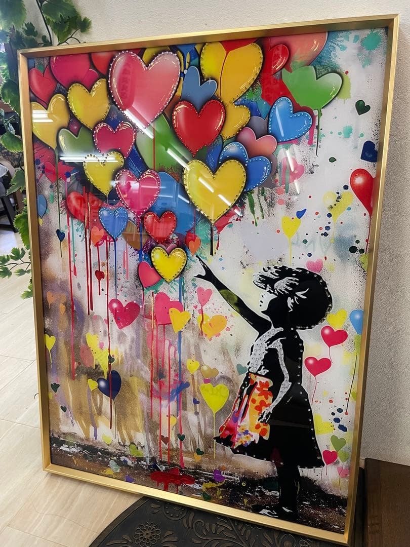 ビジュー　アートパネル　バンクシー　風船と少女　壁掛け　パネル　アート　絵　絵画