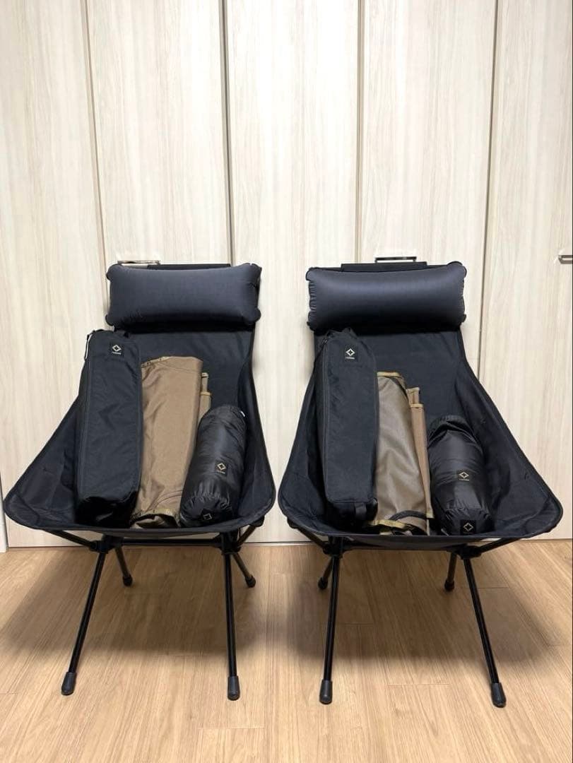 ヘリノックス サンセットチェア ブラック&替えシートコヨーテ　2脚セット