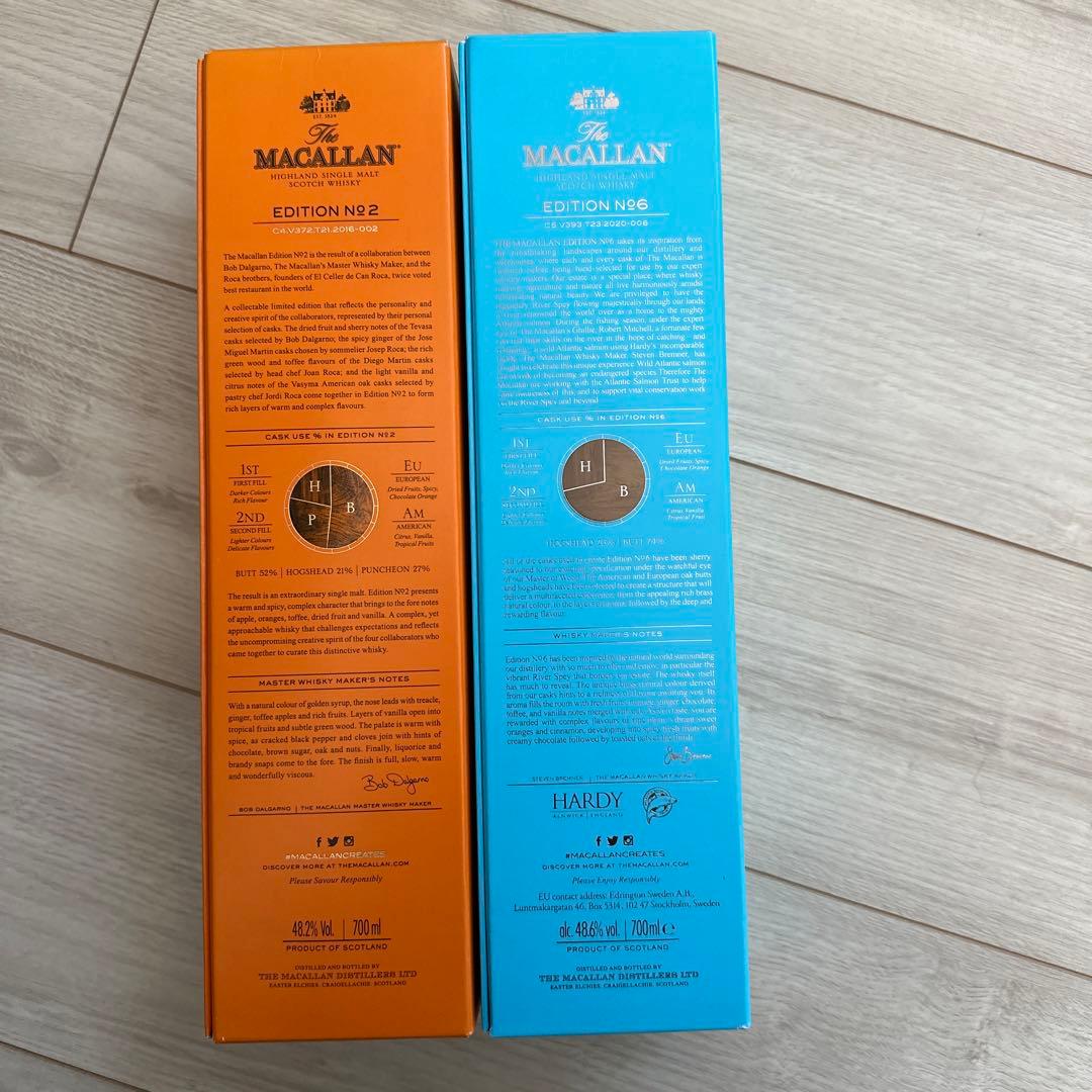 シングルモルトウイスキー ザ・マッカラン エディションNo.2 とNo.6