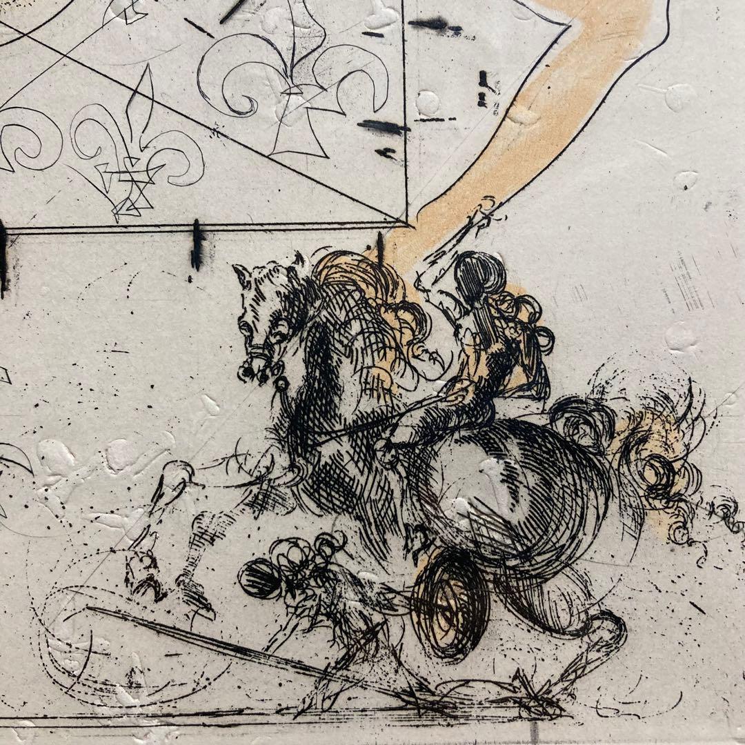 【真作】サルバドール・ダリ エッチングに手彩色 直筆サイン 額装 絵画 版画