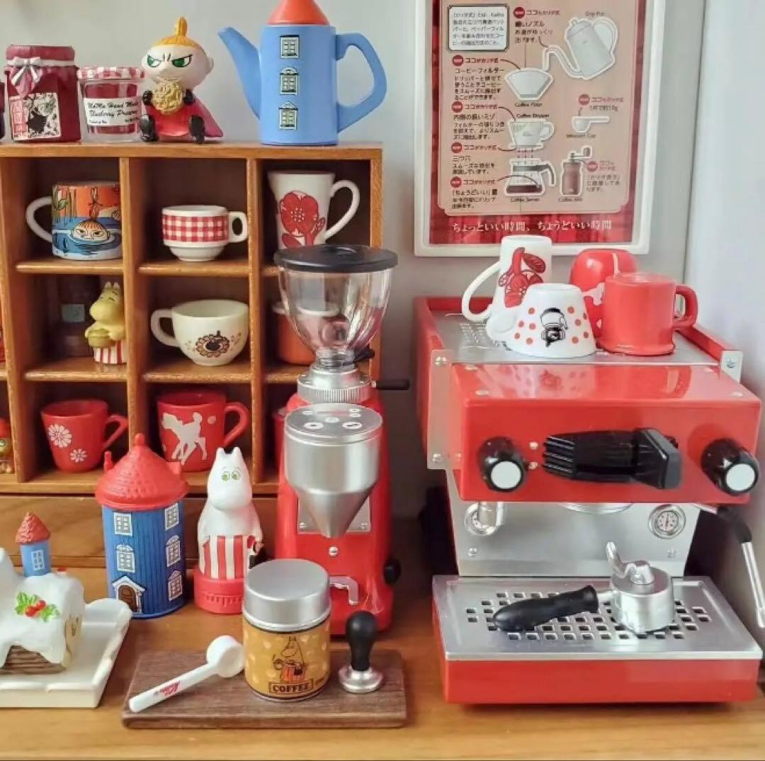 ミニチュア　コーヒーマシン　エスプレッソマシン　チェリーレッド　ドールハウス