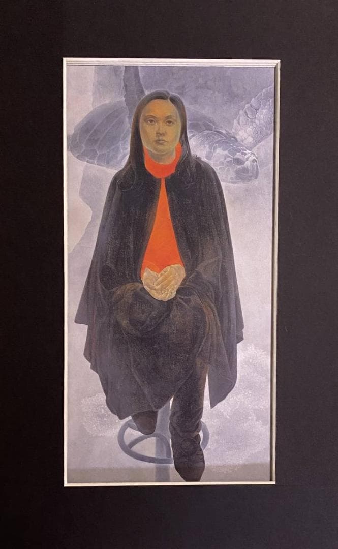 藤井康夫、【娘の休日（水族館）】、希少な額装用画集より、新品額装付