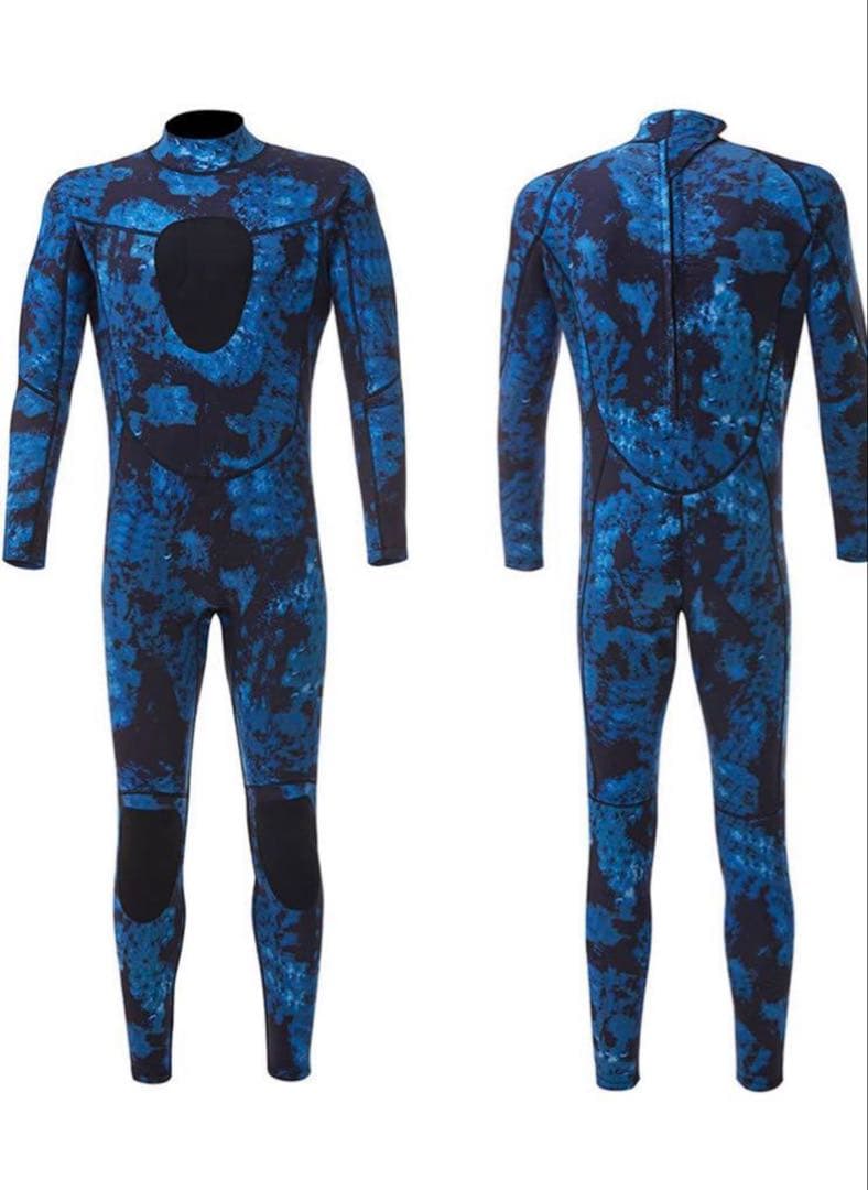 フルスーツ　スピアフィッシング　 青と黒の迷彩 XL size 新品3ミリ