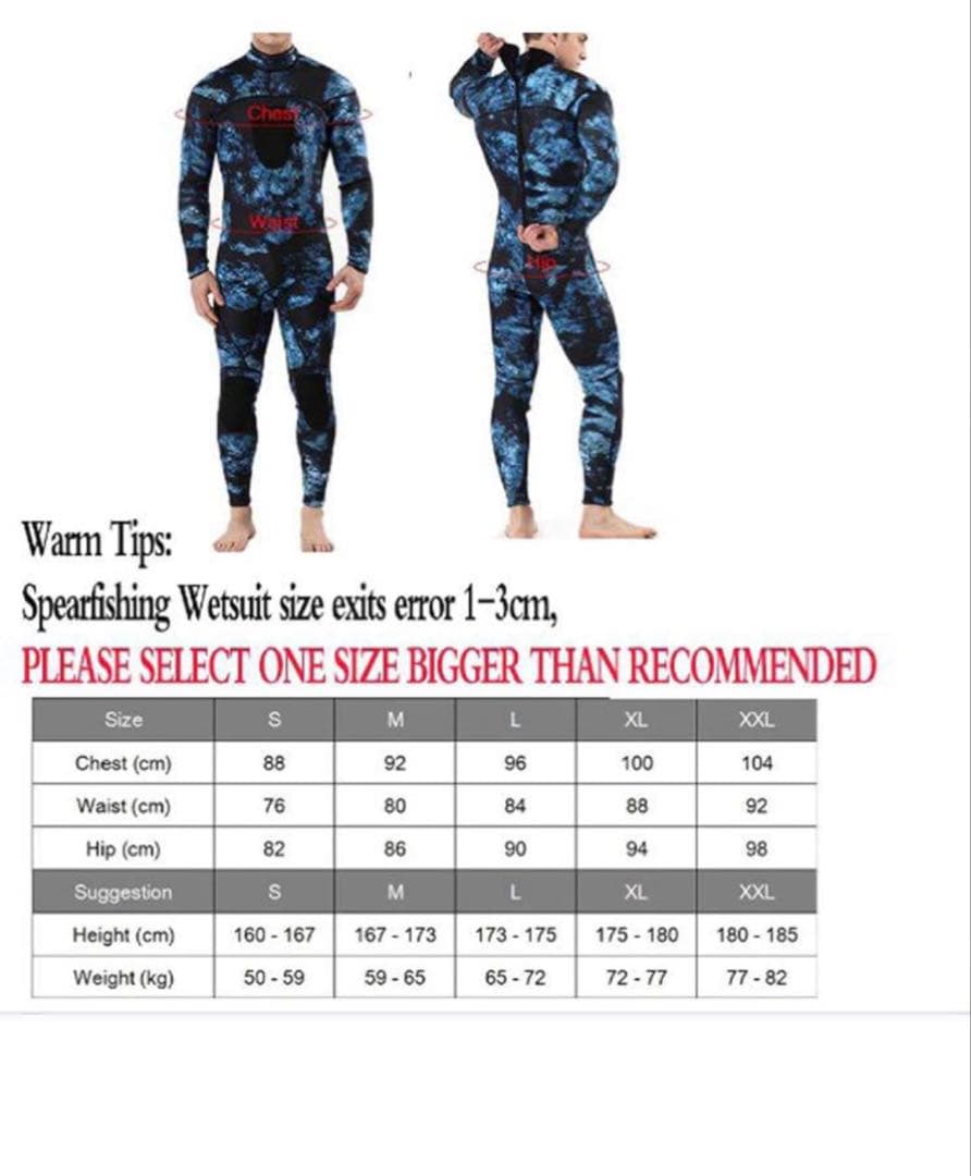 フルスーツ　スピアフィッシング　 青と黒の迷彩 XL size 新品3ミリ