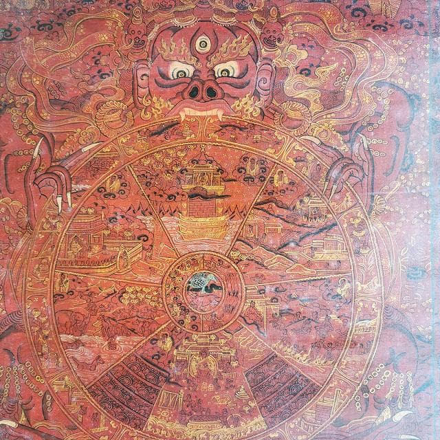 六道輪廻図（Wheel of Life）：　タンカ　仏画（額縁なし）