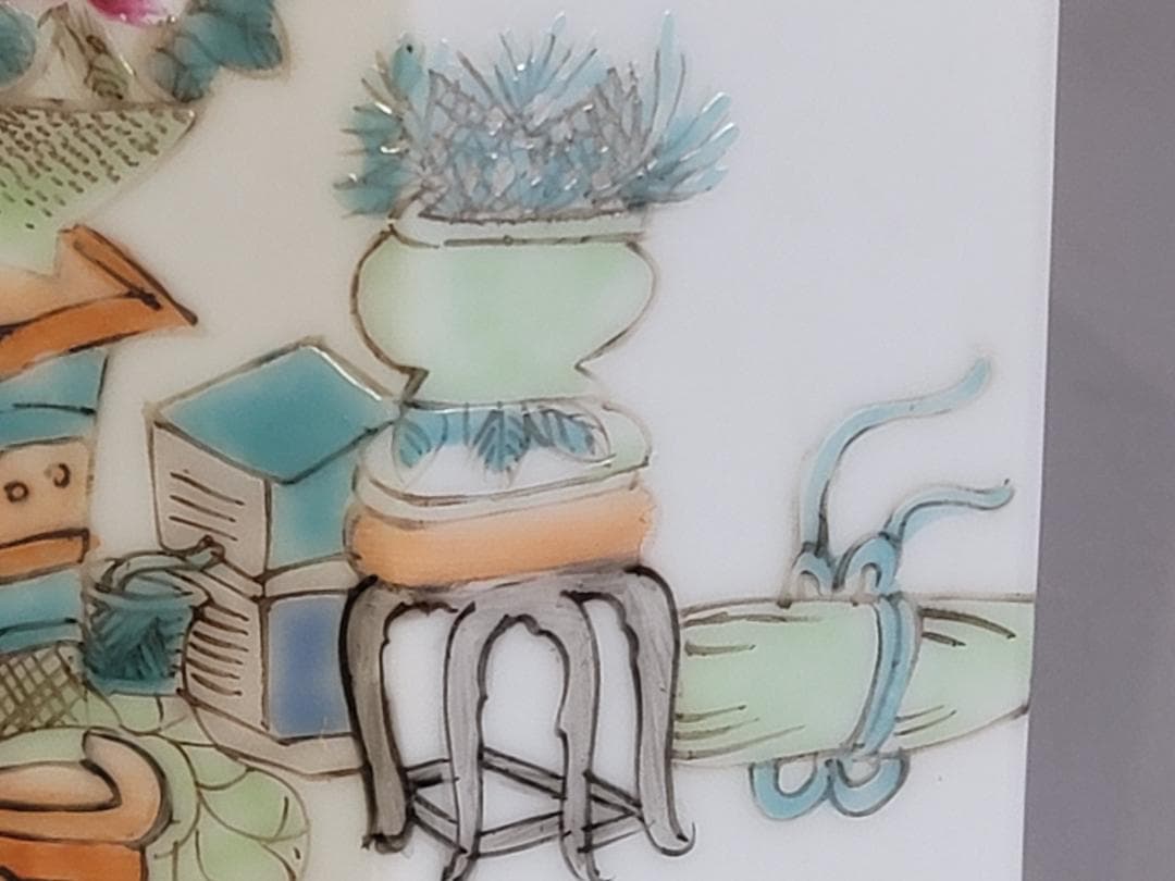 中国 色絵 花盆絵 六方 茶壷 DT448