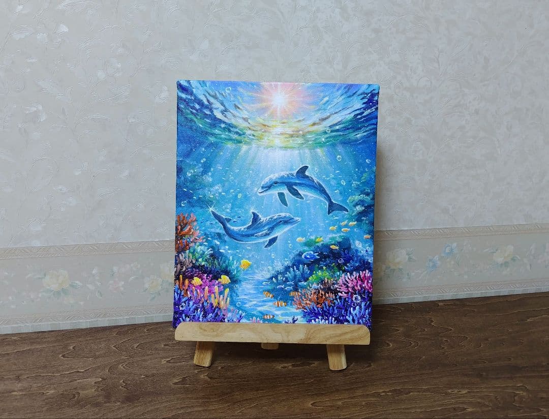 N*°様 【海中世界】アクリル画 F3 風景画 絵画