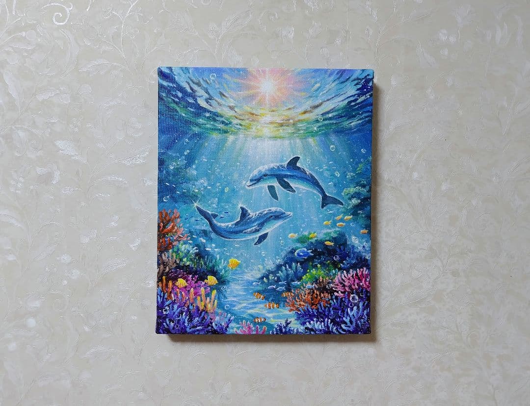 N*°様 【海中世界】アクリル画 F3 風景画 絵画