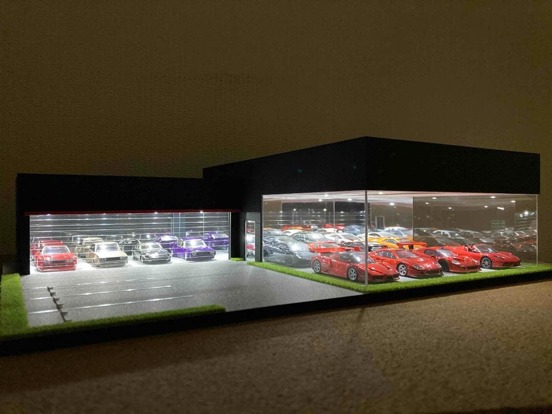 ミニカー専用ジオラマ：1/64 カーディーラーⅣ（オールブラック）希少モデル！