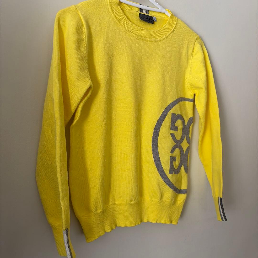 G/FORE クルーネックニットセーター 黄色 ロゴ入り