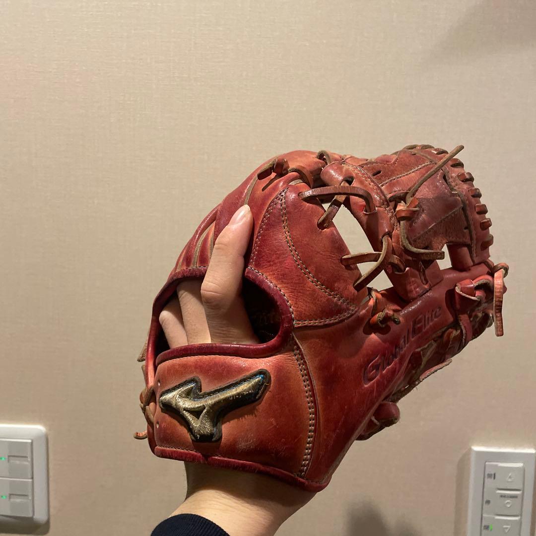 ミズノ グローバルエリート硬式用野球グローブ レッド