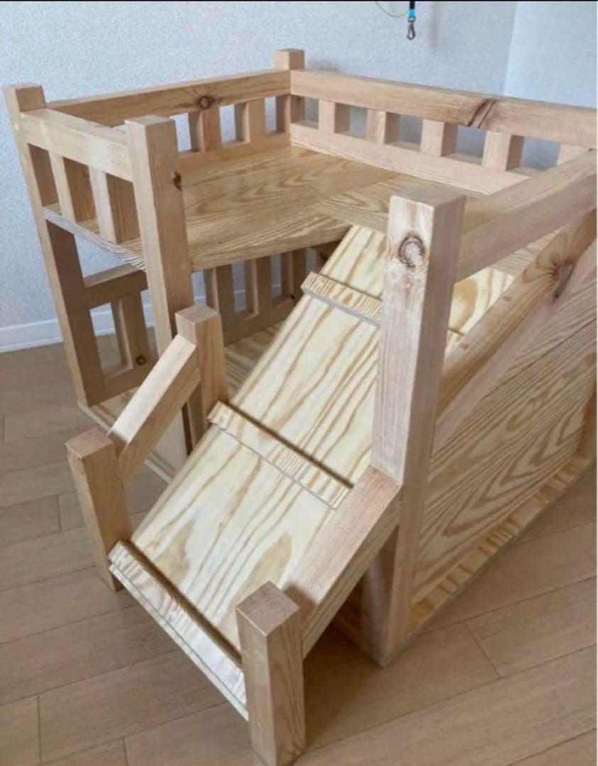【小型犬向け】職人手作り 木製2階建てドッグハウス｜無垢材｜直接取引割引あり