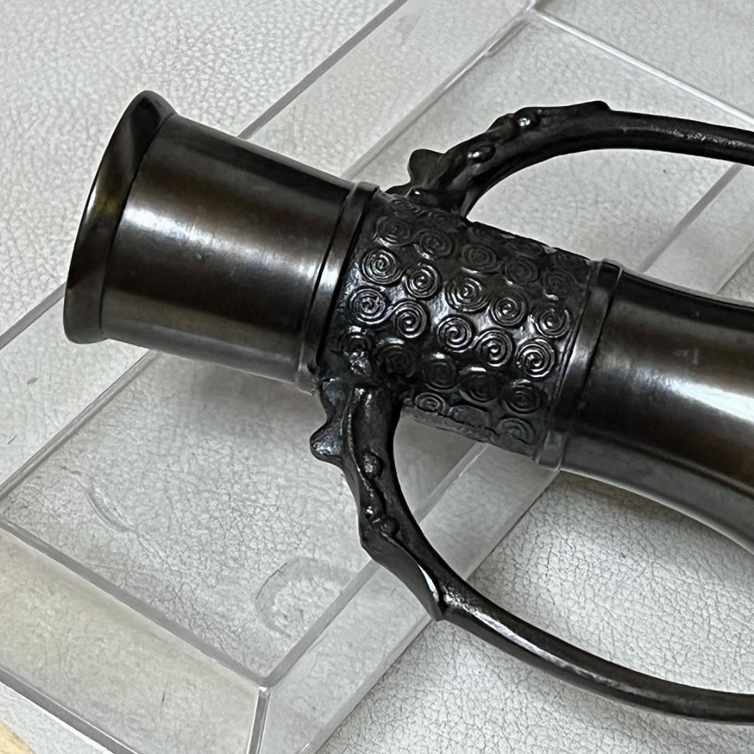 金谷浄雲 胡銅 龍耳 花入 共箱 唐銅 花入 茶道具 【k3518】