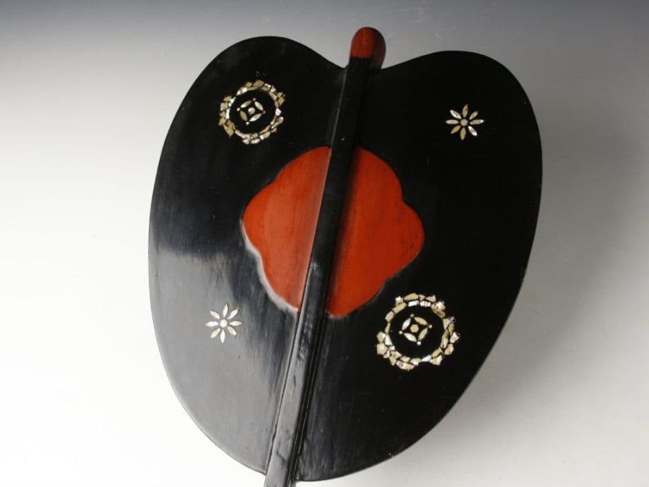 江戸期 漆塗螺鈿細工軍配 采配 大相撲 行司 時代武具 武士道 刀 侍 戦 扇子