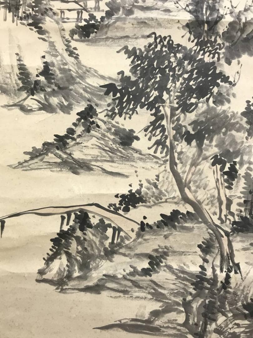 【真作】日根対山/山水図/掛軸/名家伝来/AD-236