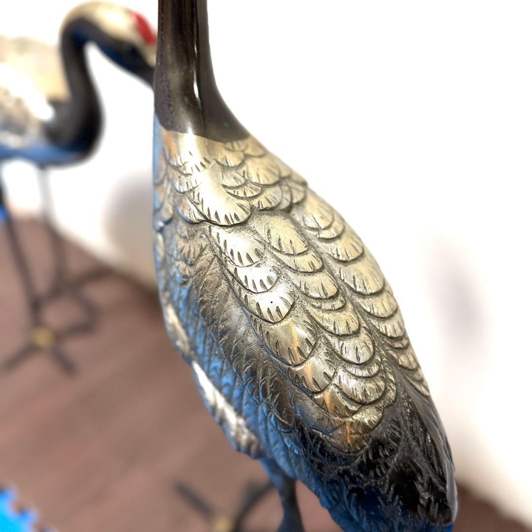 ツルの真鍮製置物 2体セット　アンティーク雑貨 オブジェ　レトロ