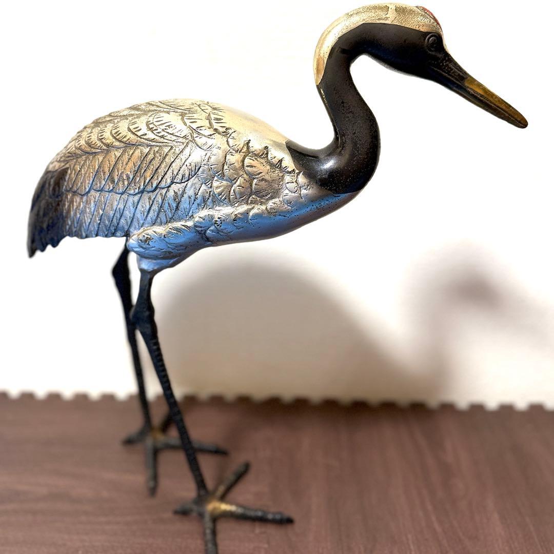 ツルの真鍮製置物 2体セット　アンティーク雑貨 オブジェ　レトロ