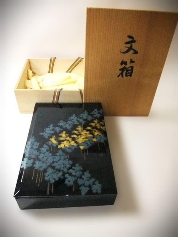 杉蒔絵 文箱 鈴木雅也 平安光石 京塗 天然木 本漆器 共箱