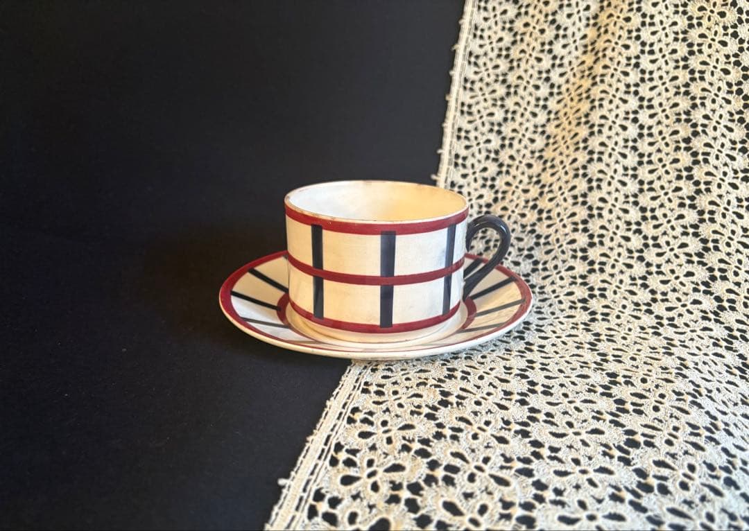 HBCM Béarn クレイユモントロー バスク柄 ショコラカップ&ソーサー