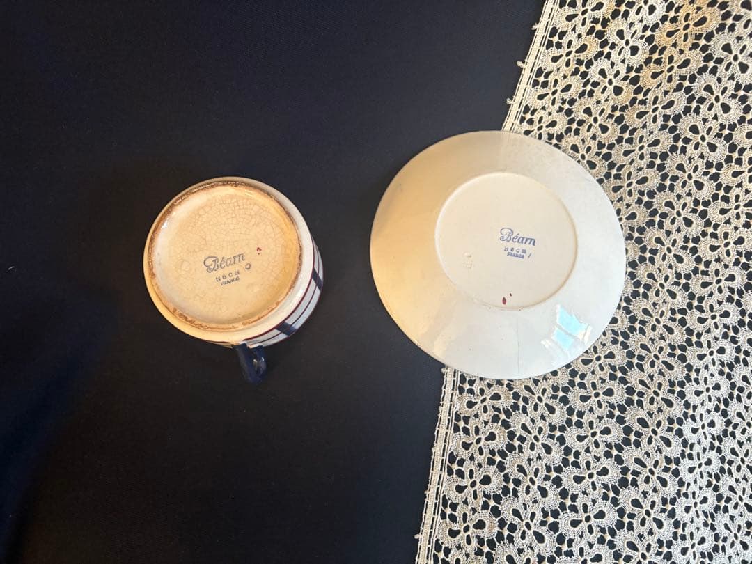 HBCM Béarn クレイユモントロー バスク柄 ショコラカップ&ソーサー