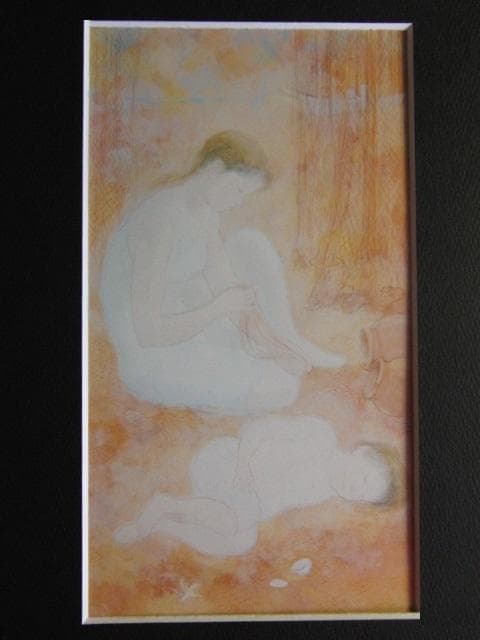 井上耐子、【海の香里】、希少な額装用画集より、新品額装付、状態良好