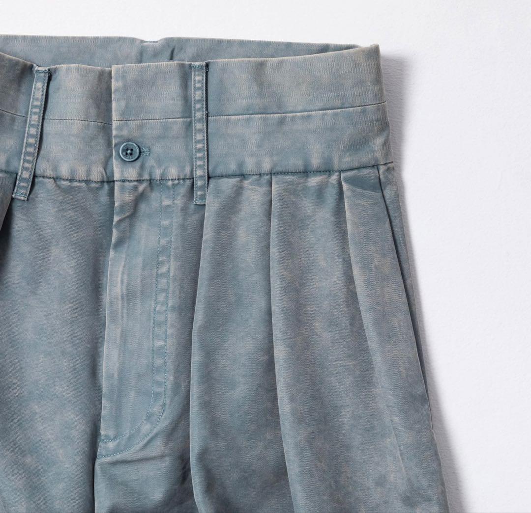 harapeco Washed-DEFORMED HALF PANTS-ブルー