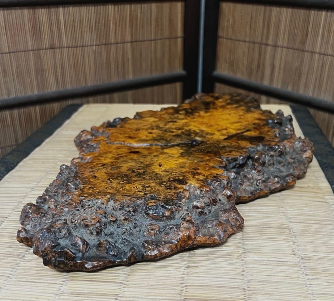 天然時代古木 花梨 美玉杢 瘤 花台 香台 盆栽台 平台 約44㎝