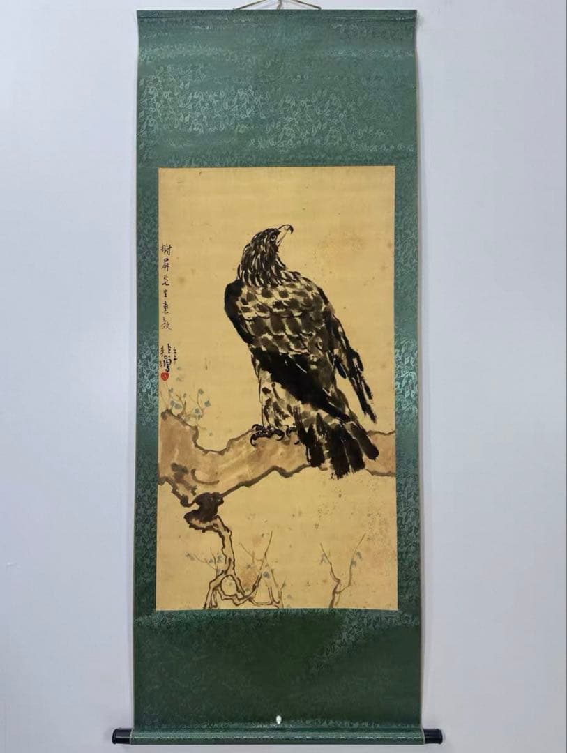 徐悲鴻「雄鷹図」三尺中堂掛軸　宣紙・手工表装　175×77cm