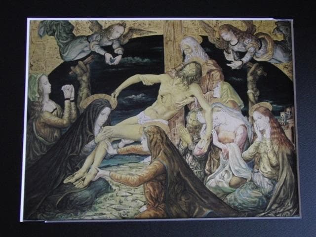 藤田嗣治、「Descente de Croix」、希少画集の額装画、人気作品