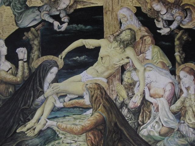 藤田嗣治、「Descente de Croix」、希少画集の額装画、人気作品