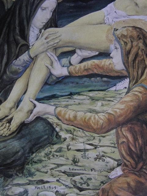 藤田嗣治、「Descente de Croix」、希少画集の額装画、人気作品